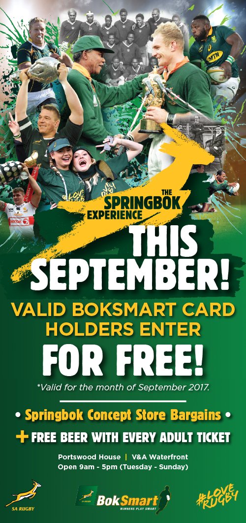 Springboks's tweet photo. There are many reasons to become @BokSmart accredited and now we have added another! #SpringbokExperience @VandAWaterfront @CapeTownTourism https://t.co/PuKyf9bjaP