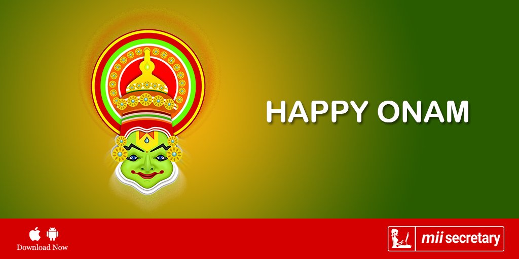 MiiSecretary's tweet photo. May this #Onam #Festival bring #Colors of #Joy and #Happiness to you and your family! Happy Onam!  #MiiSecretary #SabKaamKareFree #HappyOnam https://t.co/KBE33wvQNx