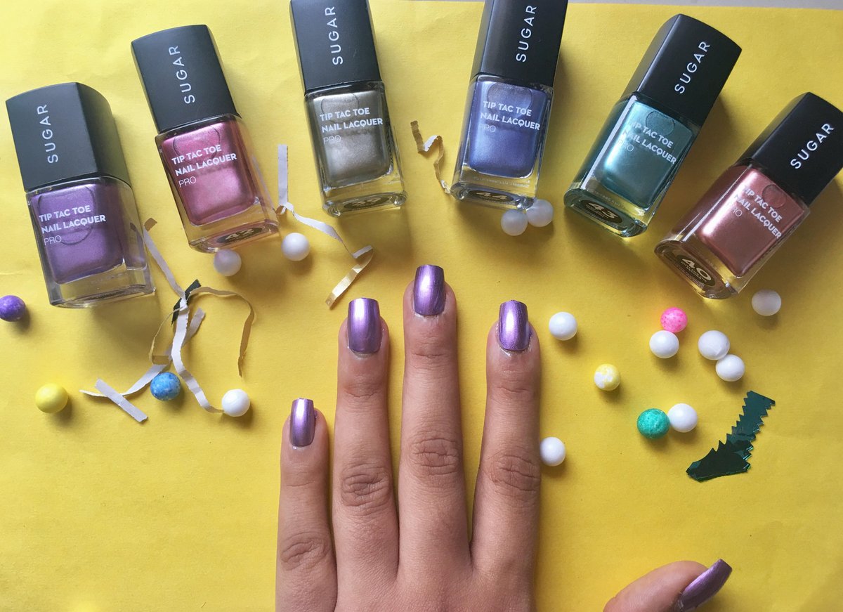 trySUGAR's tweet photo. You can’t say no to the 6 NEW Metallic shades from our #TTNL range 📷@theshimmergirl https://t.co/Z0wpqgJ6FT #SUGARCosmetics #TipTacToe #nail https://t.co/hpMnpcK3s1
