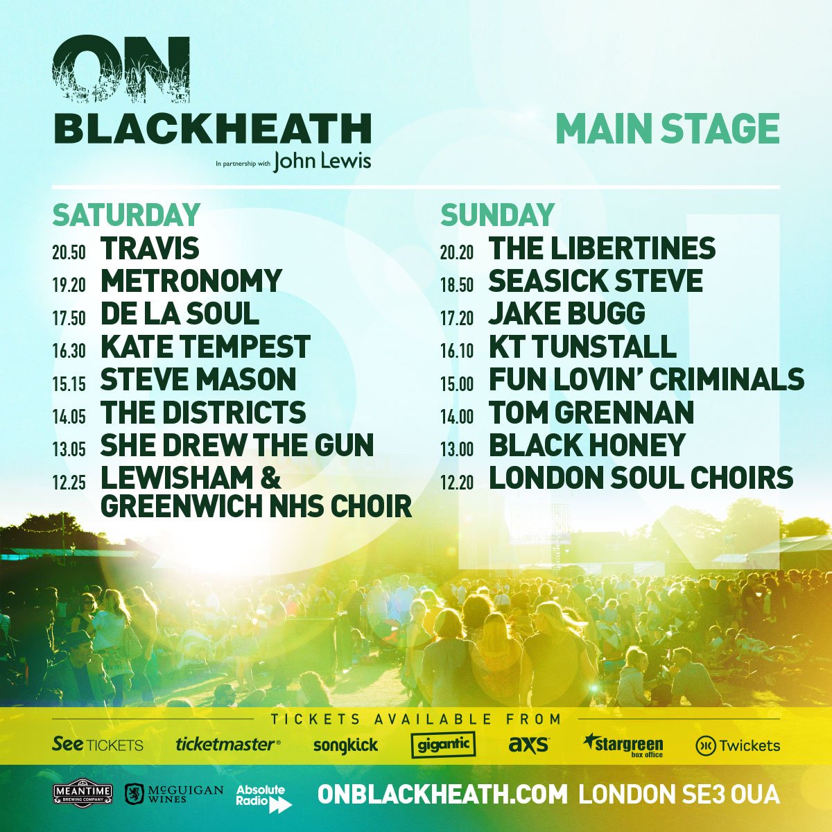 ONBlackheath's tweet photo. Our set times are here &amp; the countdown is ON! We've got three stages packed full of music, don't miss out on tickets https://t.co/50a8b5gPLc https://t.co/CPzrXJHiUp