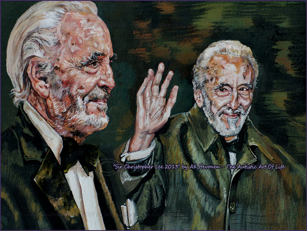 AK_Hevonen's tweet photo. small #painting of #christopherLee done in'14, after Pix of his visist of @berlinale '13. 25-yr-hero. #art #arts #Autism #autismcreativity๐ฆ๐ฆ https://t.co/uEzCPP0fwb
