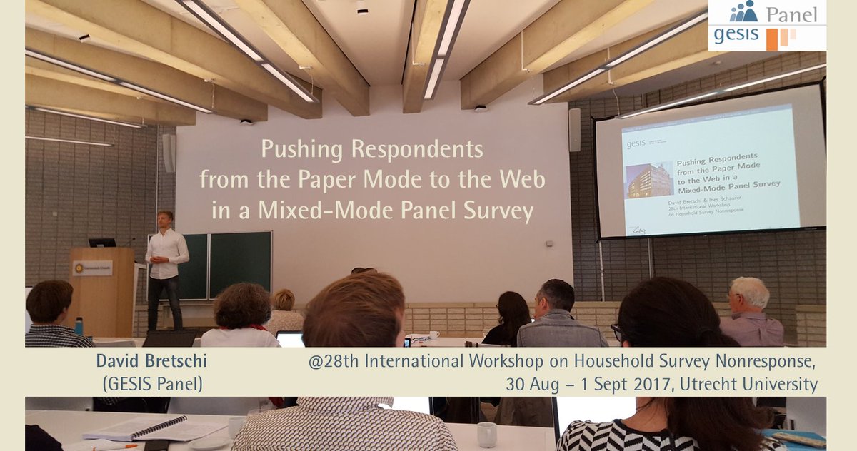 GESIS_Panel's tweet photo. Flashback: David Bretschi from the #GESISPanel presenting at the 28th International Workshop on Household Survey Nonresponse at #UtrechtUni https://t.co/epA6VVHpM8