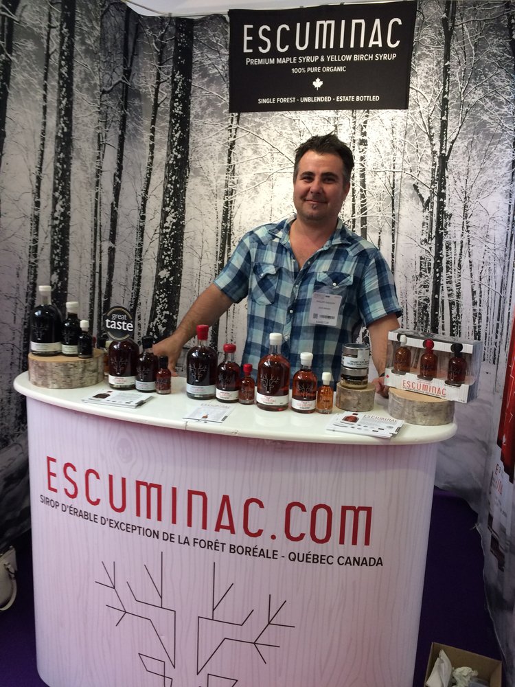 QuebecUK's tweet photo. Don't miss Escuminac at @Speciality_Food for pure premier organic maple syrup from Québec! Stand 1910F #SFFF17 https://t.co/BkaNNuuMKe