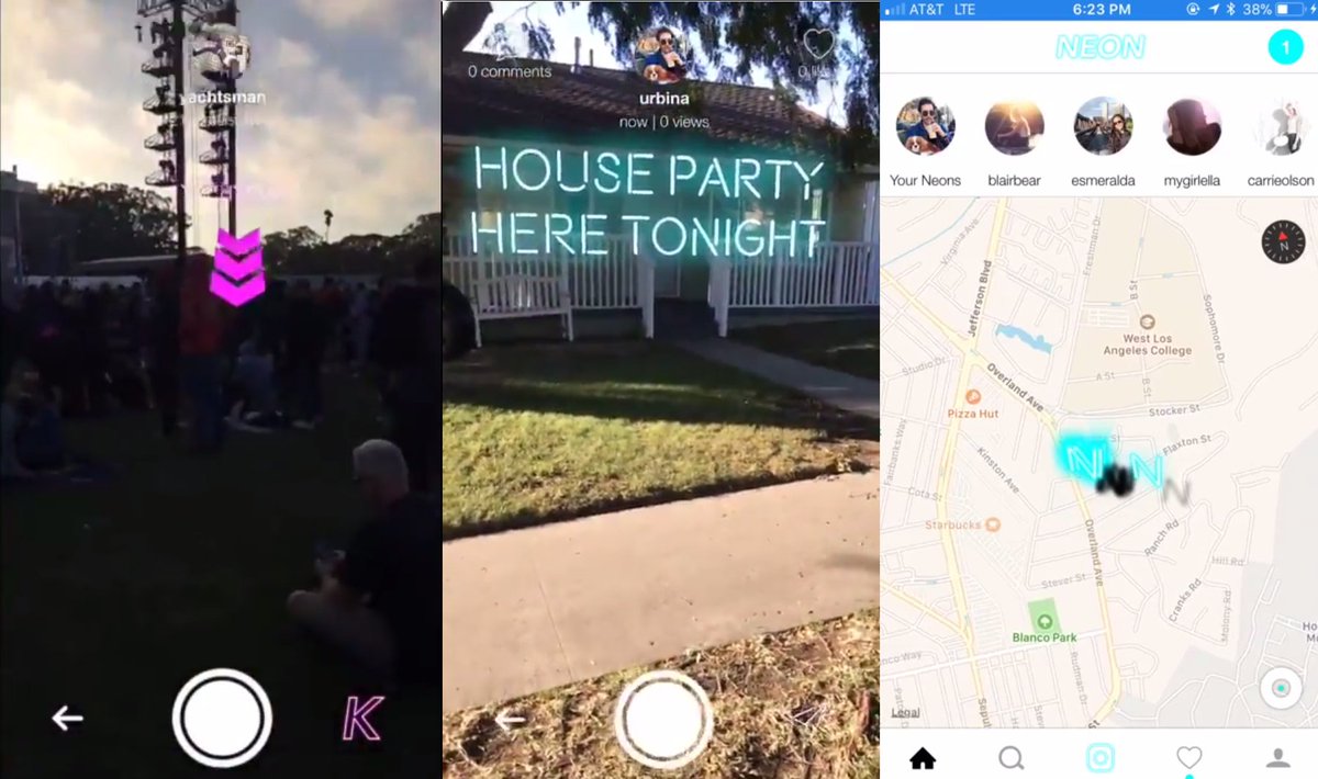 UploadVR's tweet photo. Neon Is A Social AR App For Friend Finding And Sign Posting - https://t.co/ZPXqwegbJy https://t.co/OenM8lgrtS