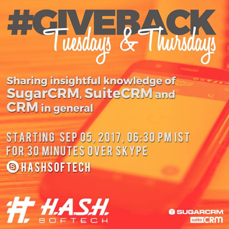hashsoftech's tweet photo. #GiveBack to #sugarcrm #suitecrm #community #everyminutecounts #sharingiscaring 
Less than 24 hours to go!
#skype - hashsoftech https://t.co/lZyZGzTPxf