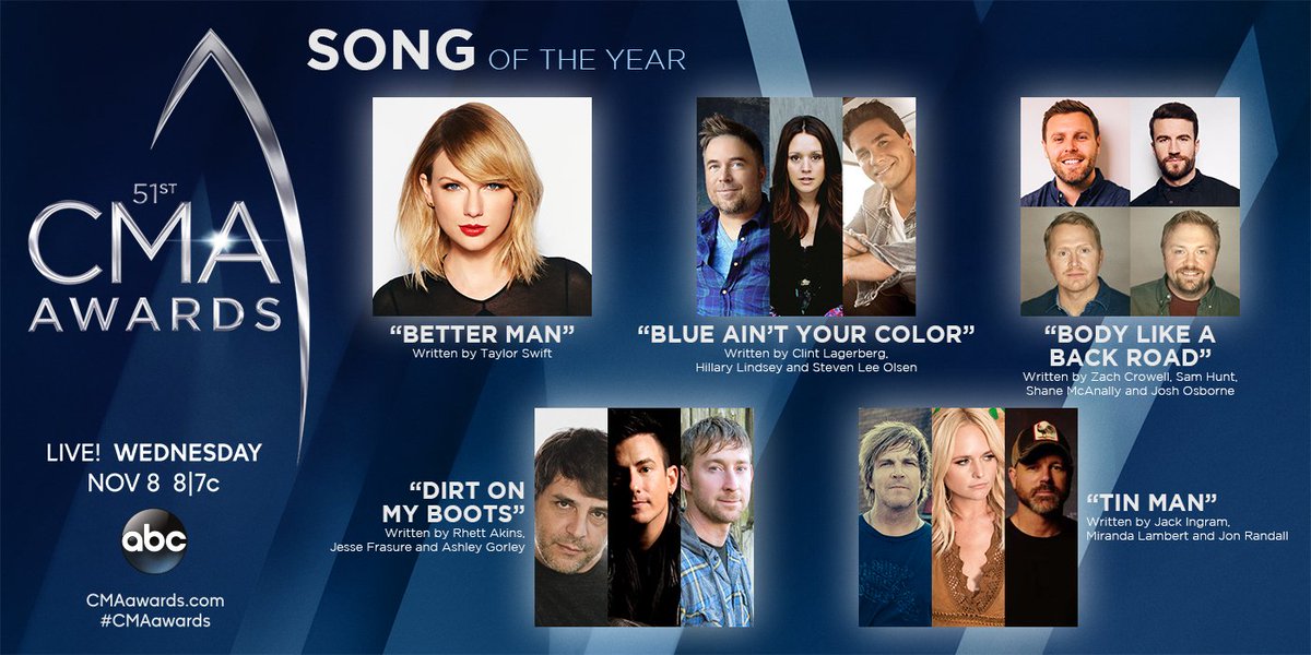 GMA's tweet photo. #CMAawards: Nominees for Song of the Year (1/5)

“Better Man” @taylorswift13 https://t.co/XS2OYh5f6V