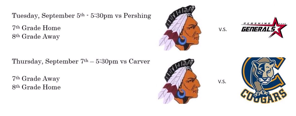 CoachRios86's tweet photo. It's Volleyball Season! @CherokeeSPS 🏐opens up with @PershingSPS and @CarverMSCougars this week!
Good luck ladies!
#GoIndians
#FearTheSpear https://t.co/zdEzgA0acU