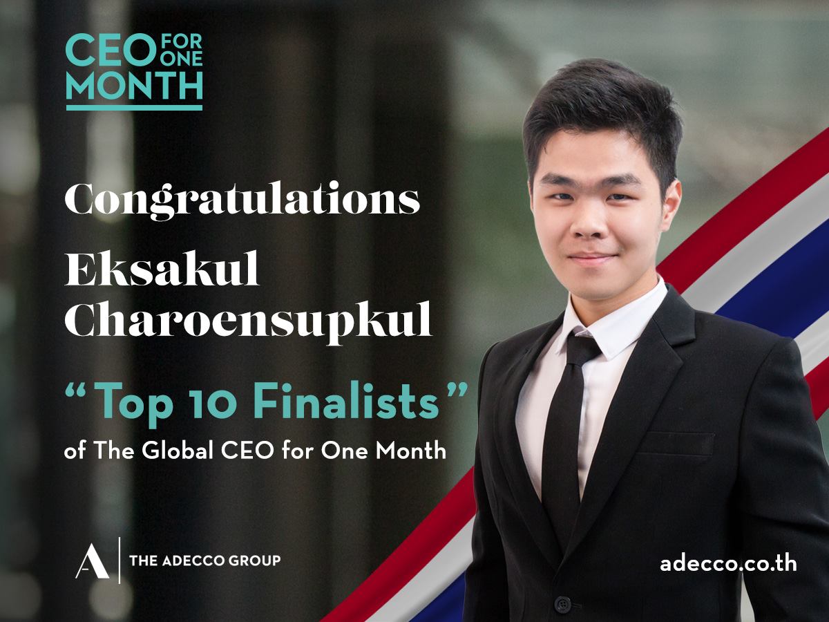 Turns out I got into the Top10! Thank you all for all your support and a big thanks to the Adecco Thailand team! #CEO1Month #EksakulC1M