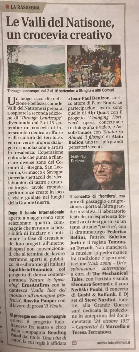throughlandscp's tweet photo. "Le #ValliDelNatisone, un crocevia creativo". Si parla di #ThroughLandscape nell'articolo di Andrea Ioime su @IlFriuli. #nadiskedoline #fvg https://t.co/MdNAcvVTUE