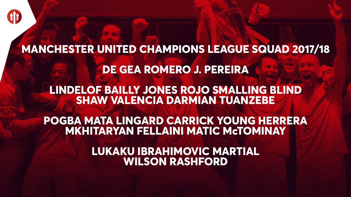 StretfordPaddck's tweet photo. Ibra, Rojo, Wilson, Shaw all included in Champions League squad, COME ON!!! #MUFC https://t.co/4jEVz1jHe0