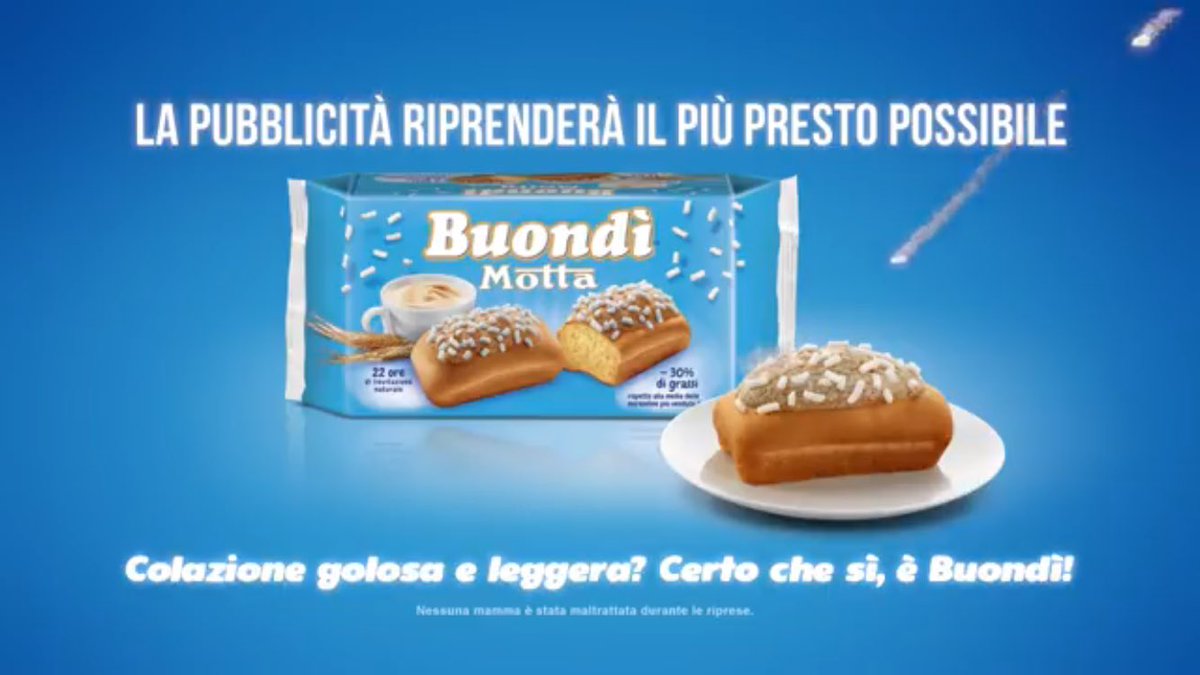 checcoplaz's tweet photo. Lo spot è sulla bocca di tutti. Lo sarà anche la merendina?
#buondimotta https://t.co/4nQad26SUN