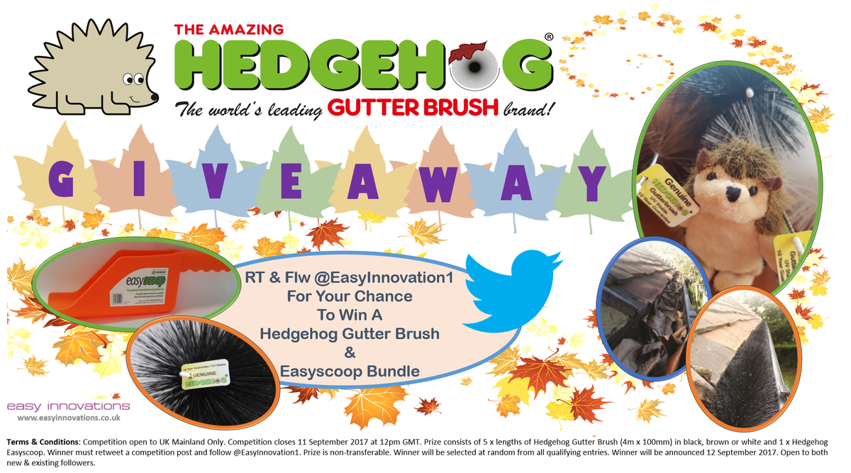 EasyInnovation1's tweet image. It's here, a BRAND NEW #Competition! You could #WIN a #HedgehogGutterBrush bundle. RT &amp;amp; Flw for your chance. #HedgehogWin. Closes 11/9 12pm