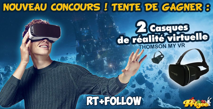 prizee_officiel's tweet photo. 🎁Nouveau #JeuConcours🎁

#RT + #Follow pour tenter de gagner un #casqueVR Thomson 🎮🎮
TAS : 08/09
 🍀Bonne chance🍀 https://t.co/vjHsoHwerY