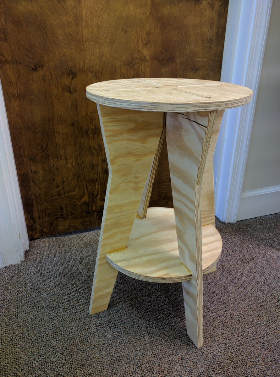 Build_RVA's tweet photo. CNC to reality; a simple stool. Paint and a cushion, then just hit 'go' to make another! #buildrva #cnc #makersgonnamake #rvatech https://t.co/VH85F8H0Z5
