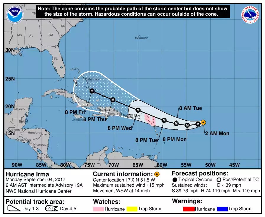 JeanSuriel's tweet photo. 🔴🔴ALERTA🔴🔴
En las últimas cuatro trayectorias del @NHC_Atlantic, el huracán Irma ha mostrado un franco acercamiento a las costas dominicanas https://t.co/JL6svKulfe