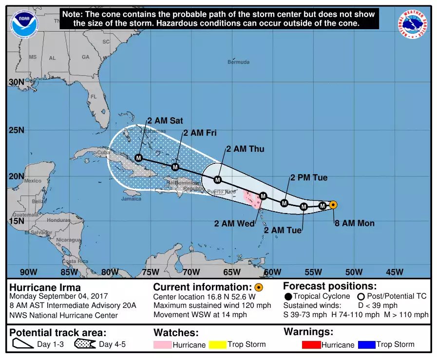 JeanSuriel's tweet photo. 🔴🔴ALERTA🔴🔴
En las últimas cuatro trayectorias del @NHC_Atlantic, el huracán Irma ha mostrado un franco acercamiento a las costas dominicanas https://t.co/JL6svKulfe