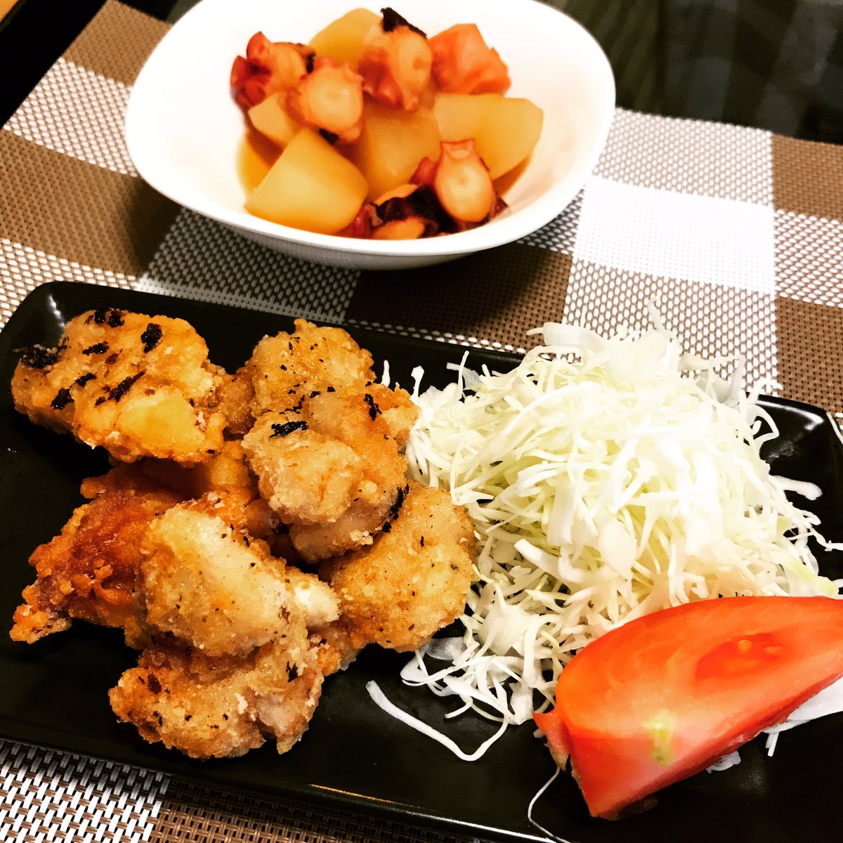 Momomo からあげベイビー 唐揚げ タコとかぶの煮物 夜ごはん 料理好きな人と繋がりたい 食欲の秋 食べ写 料理倶楽部 高カロリー友の会 相互フォローの輪
