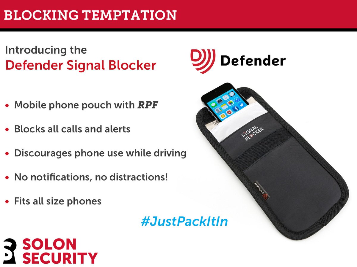 SolonSecurity's tweet photo. #ProjectEDWARD highlights not to use a phone when driving. #JustPackItIn with the Defender Signal Blocker: https://t.co/i3LdhbhvLY https://t.co/sgERiyWHQk