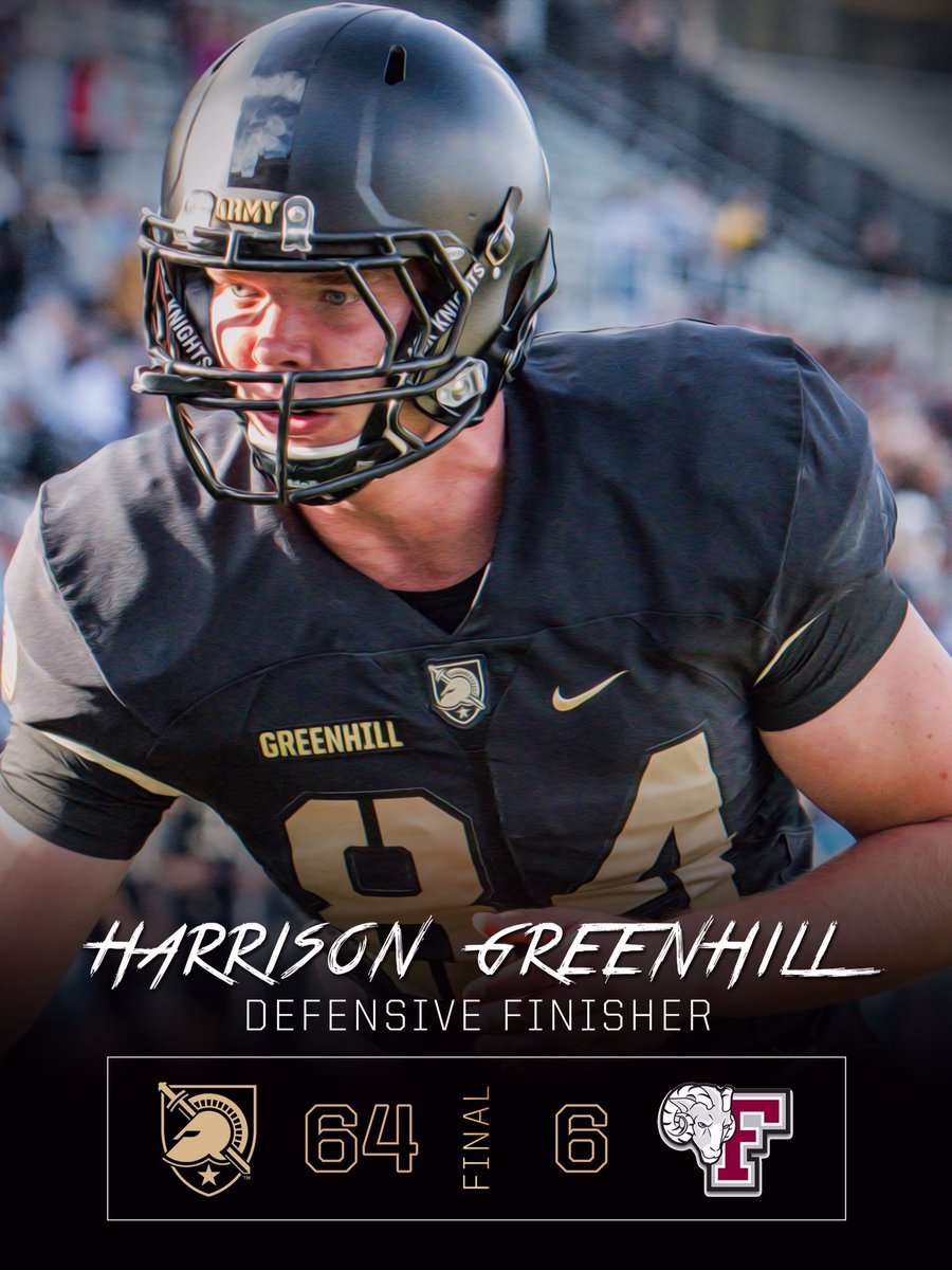 CoachJeffMonken's tweet photo. Congrats to freshman DL Harrison Greenhill on being named @ArmyWP_Football Outstanding Defensive "Finisher" in 64-6 victory over Fordham https://t.co/XMz9VH46OU