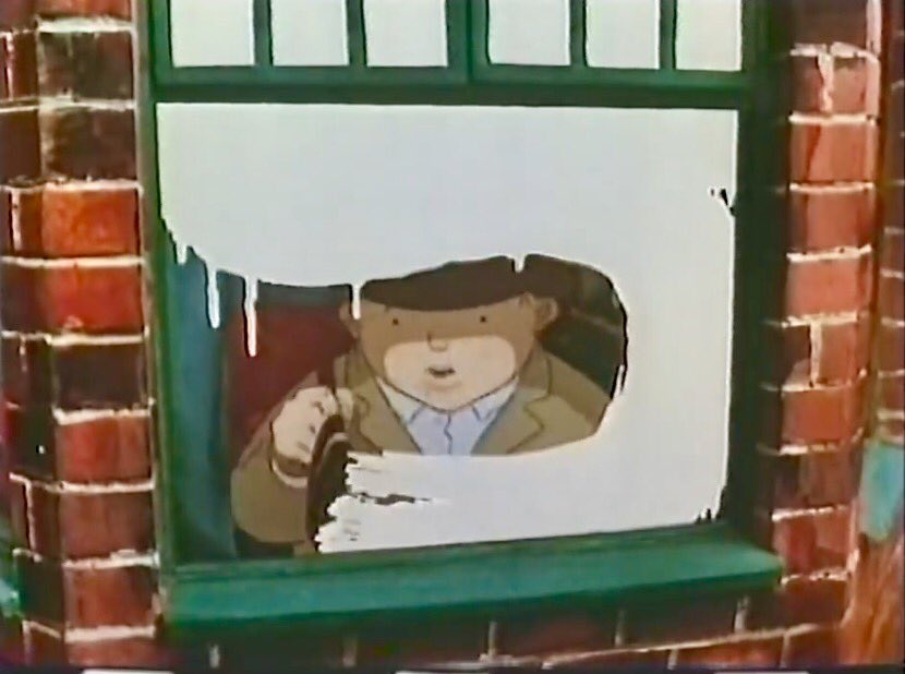 みつうろこ 州政府のパンフレットどおりに 熱線対策として窓ガラスを白ペンキで塗るジム アニメ 風が吹くとき 1986年