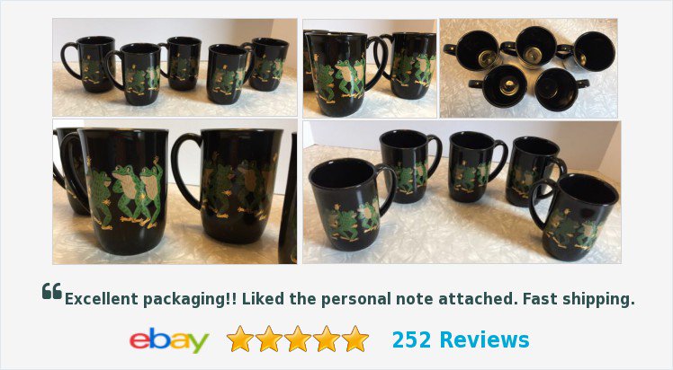 CircularVintage's tweet photo. Set of 5 Vintage Couroc Mugs Black with Dancing Green #Frogs Gold Gild Trim Japan #eBay #couroc #veeseller
https://t.co/eprt49KByi https://t.co/FCZDCqeGgr