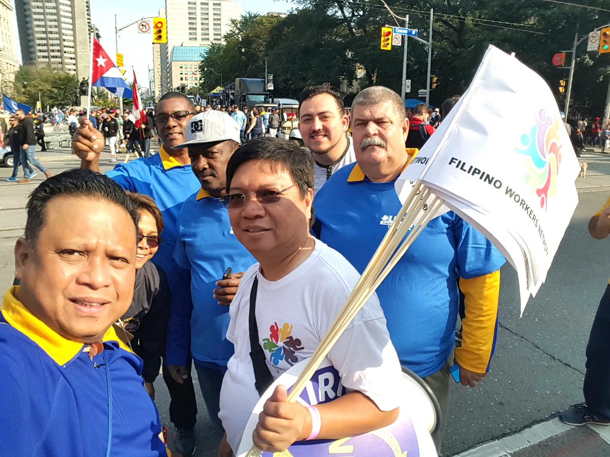 BanaagAlex's tweet photo. With my Brother's in Filipino Workers Network and the Cuban Union Delegation at the #Torontolabourday @UFCWCanada #Solidarity #yourunion https://t.co/ScbcIt7QHi
