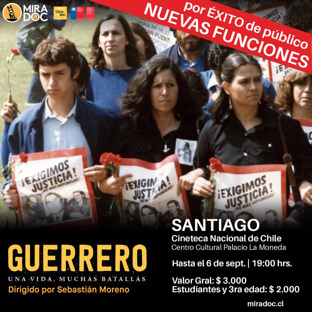 ATENCIÓN #Santiago por éxito de público <a href="/CinetecaChile/">Cineteca Nacional de Chile</a> extendió las funciones hasta 6/sep, diariamente a las 19:00 horas !!