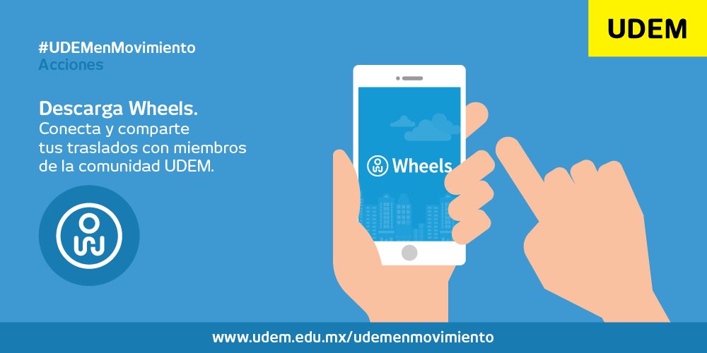 udem's tweet photo. ¡Comparte tu 🚗 con otros miembros de la #ComunidadUDEM usando @WheelsMX! Ve cómo funciona  👉🏼 https://t.co/tAQyUOPo2L. #UDEMenMovimiento https://t.co/wz1ukAPmPd
