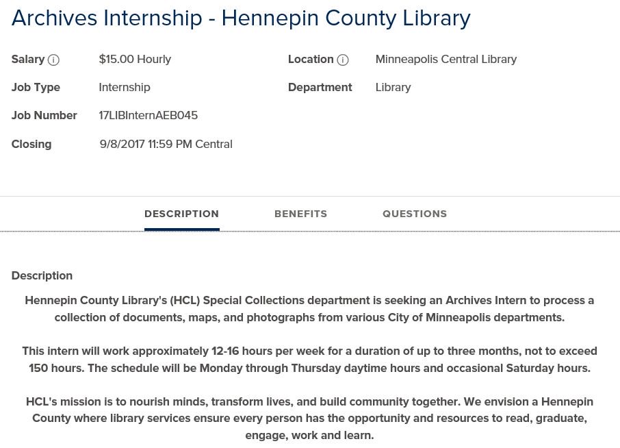 #internship opportunity: Special Collection Dept @ Mpls Central Library is seeking an Archives Intern. APPLY: bit.ly/2wnO8O1 <a href="/hclib/">Hennepin County Library</a>
