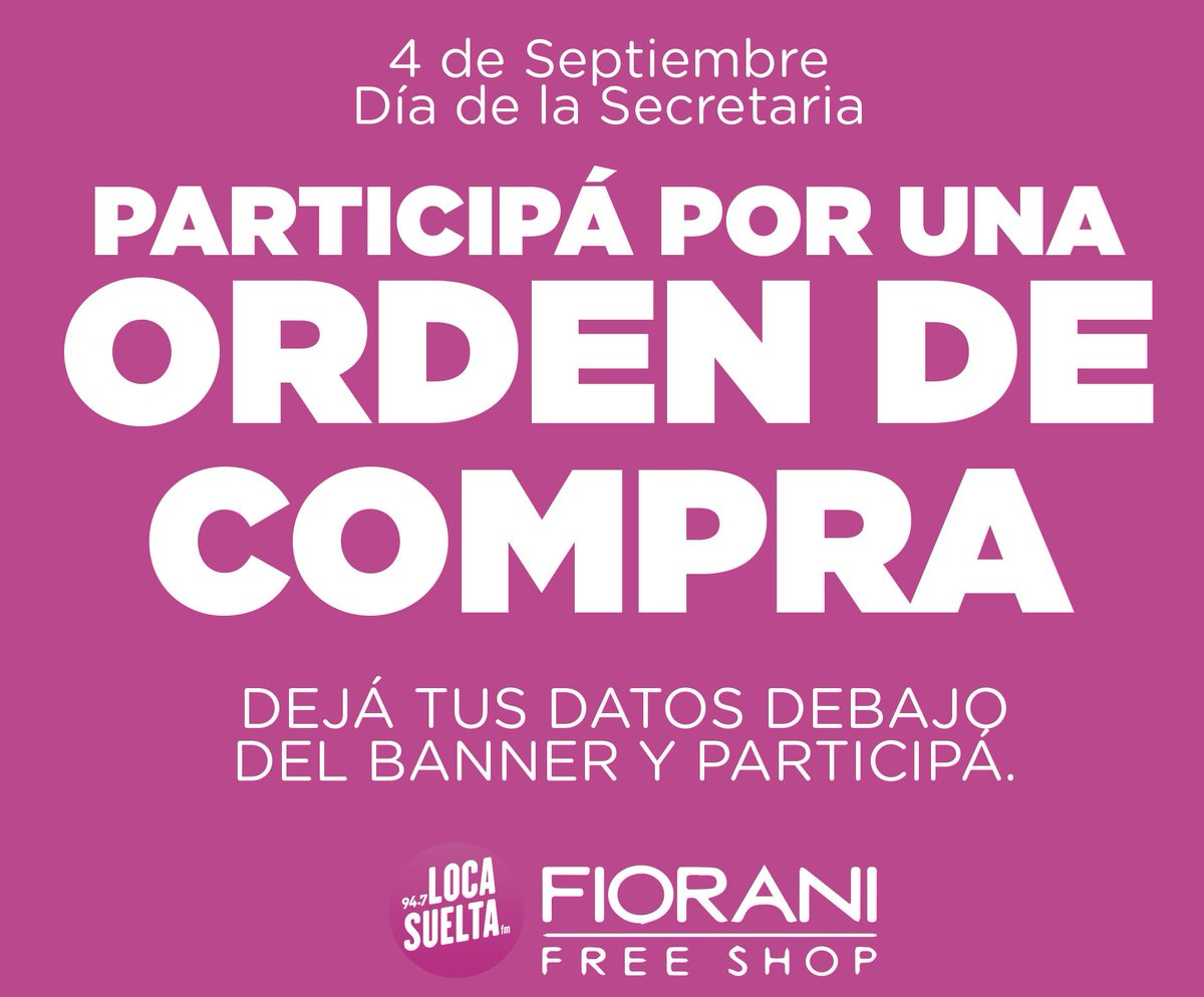 Locasueltafm's tweet photo. Junto a #FioraniFreeShop
festejamos el #DiaDeLaSecretaria 😜😜 !!
RT + datos y participá por una mega orden de compra 😀👇😀👇 https://t.co/YHOk0mTCjo