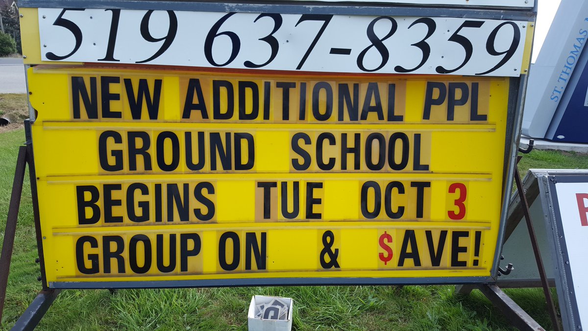 New additional Fall Ground School starts Tuesday Oct. 3rd