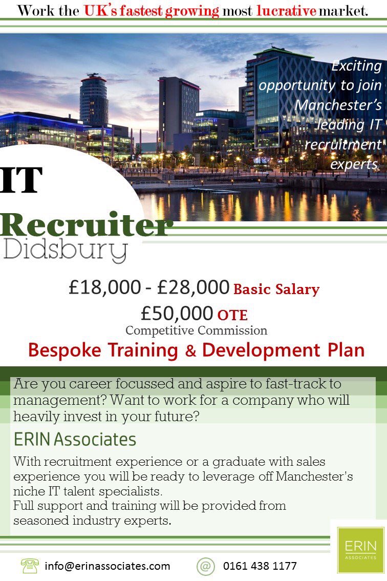 ErinAssociates's tweet photo. We are looking to add to the team here at Erin. If you are recent graduate looking for a career in #ITrecruitment please get in touch #RT https://t.co/xxmr4Yt0D2
