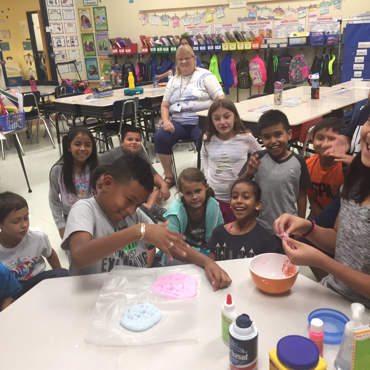 MrsOBrienLP's tweet photo. Students sharing their slime making talents from good behavior coupons #ASD4all https://t.co/hSL8dI8m7j