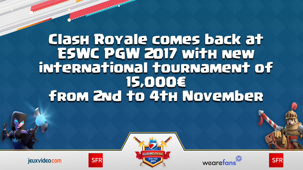 eswc_en's tweet photo. Mobile game @ClashRoyale back at #ESWC @ParisGamesWeek with new international tournament of 48 champions and 15K€ !
https://t.co/I2ue25zMY9 https://t.co/3GeMoth79n