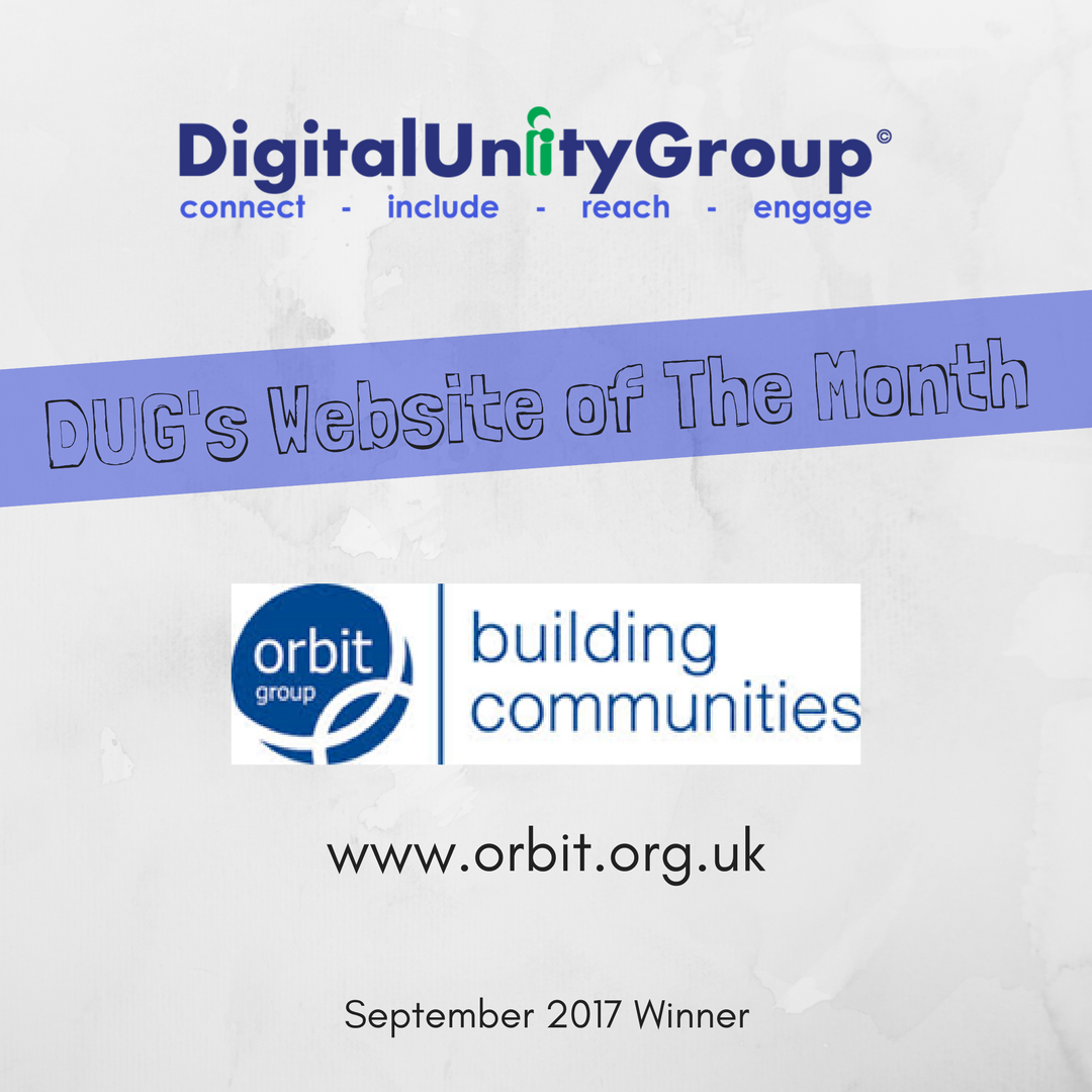 The first #DUGWebsiteofTheMonth goes to… <a href="/orbitgroup/">Orbit Group</a>! Congrats on maintaining a crisp and easy website for users to navigate around!