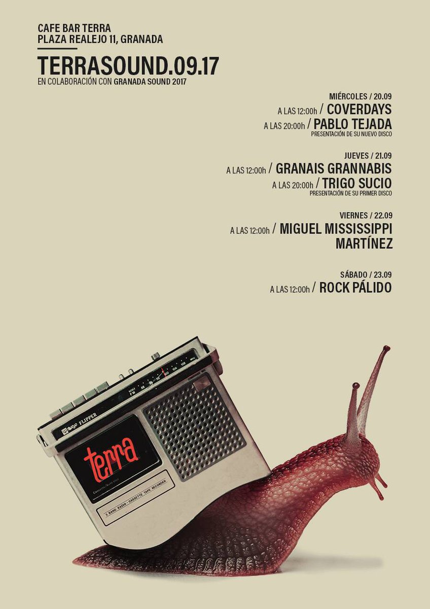 Ya tenemos todo listo para el ciclo de conciertos con Granada Sound. Entrada libre y aforo limitado. ¡Llegad pronto para poder disfrutarlo!