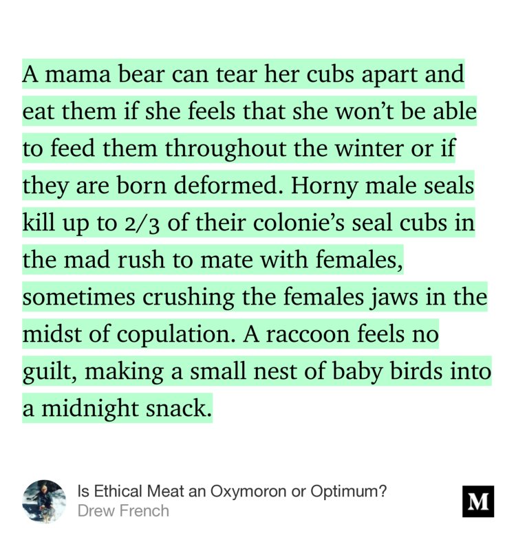 andrewrfrench's tweet photo. “Is Ethical Meat an Oxymoron or Optimum?” — @kungfufarmer https://t.co/g8MclcjzQS https://t.co/lcaE7dQRUZ