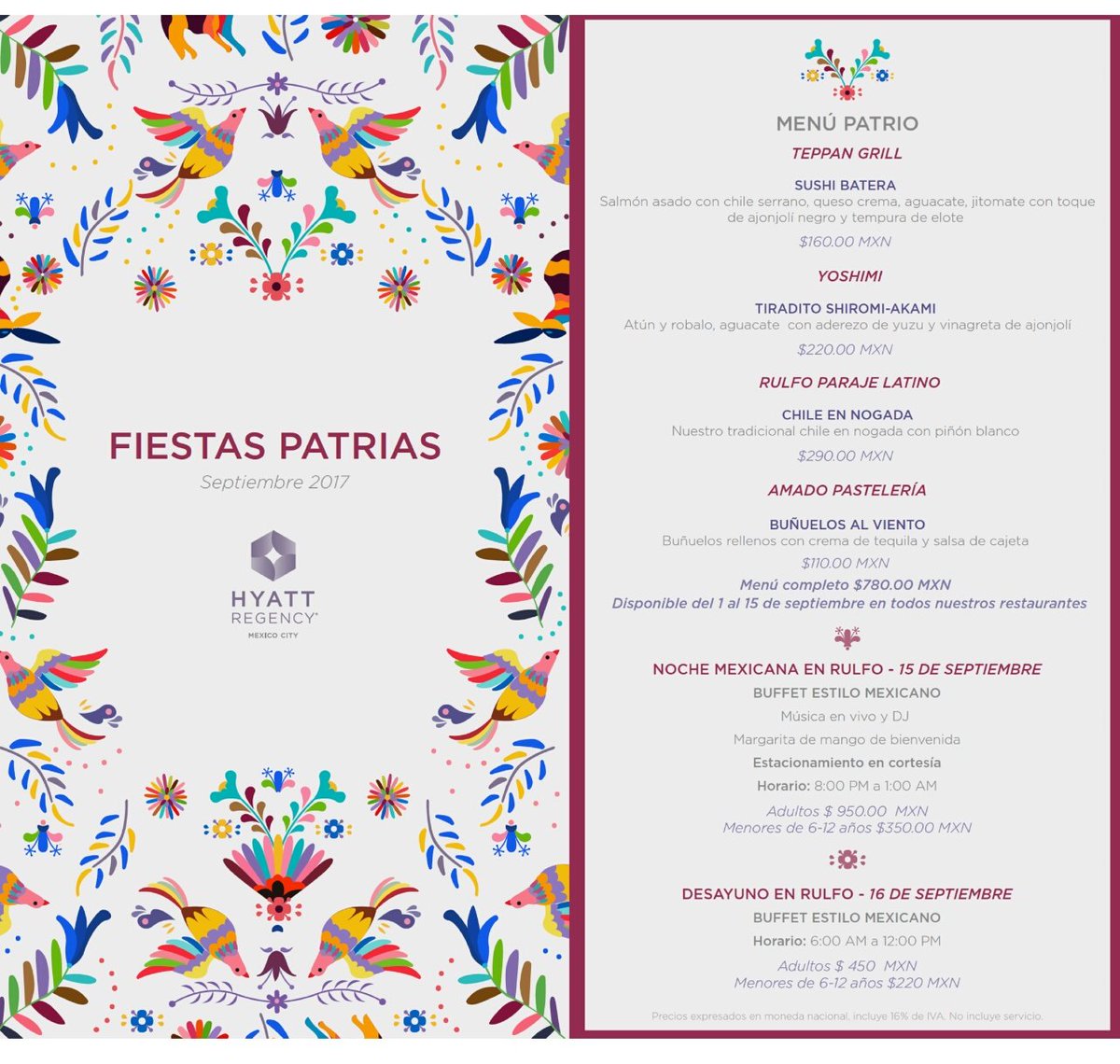 copasycorchos's tweet photo. ¡No se pierdan las deliciosas preparaciones del mes patrio en @RulfoMx @YoshimiMx @AmadoPasteleria y el gran buffet en @HyattRegencyMex! https://t.co/fRCJ1VNTV2