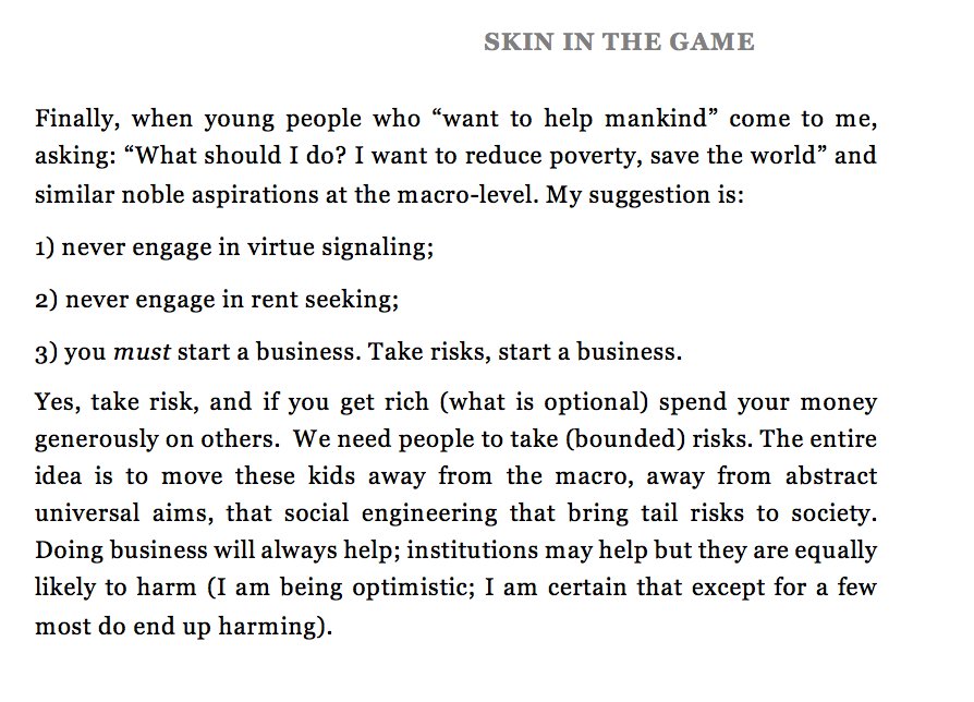 nntaleb's tweet image. No, do not join an NGO to save the world. Just take risks, start a business.

medium.com/incerto/the-me…