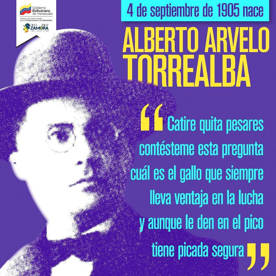 VillegasPoljak's tweet photo. El 4 de septiembre de 1905 nace Alberto Arvelo Torrealba poeta que nos regaló a Florentino y el Diablo #MiEleccionEsLaPaz https://t.co/5Sm818AhNa