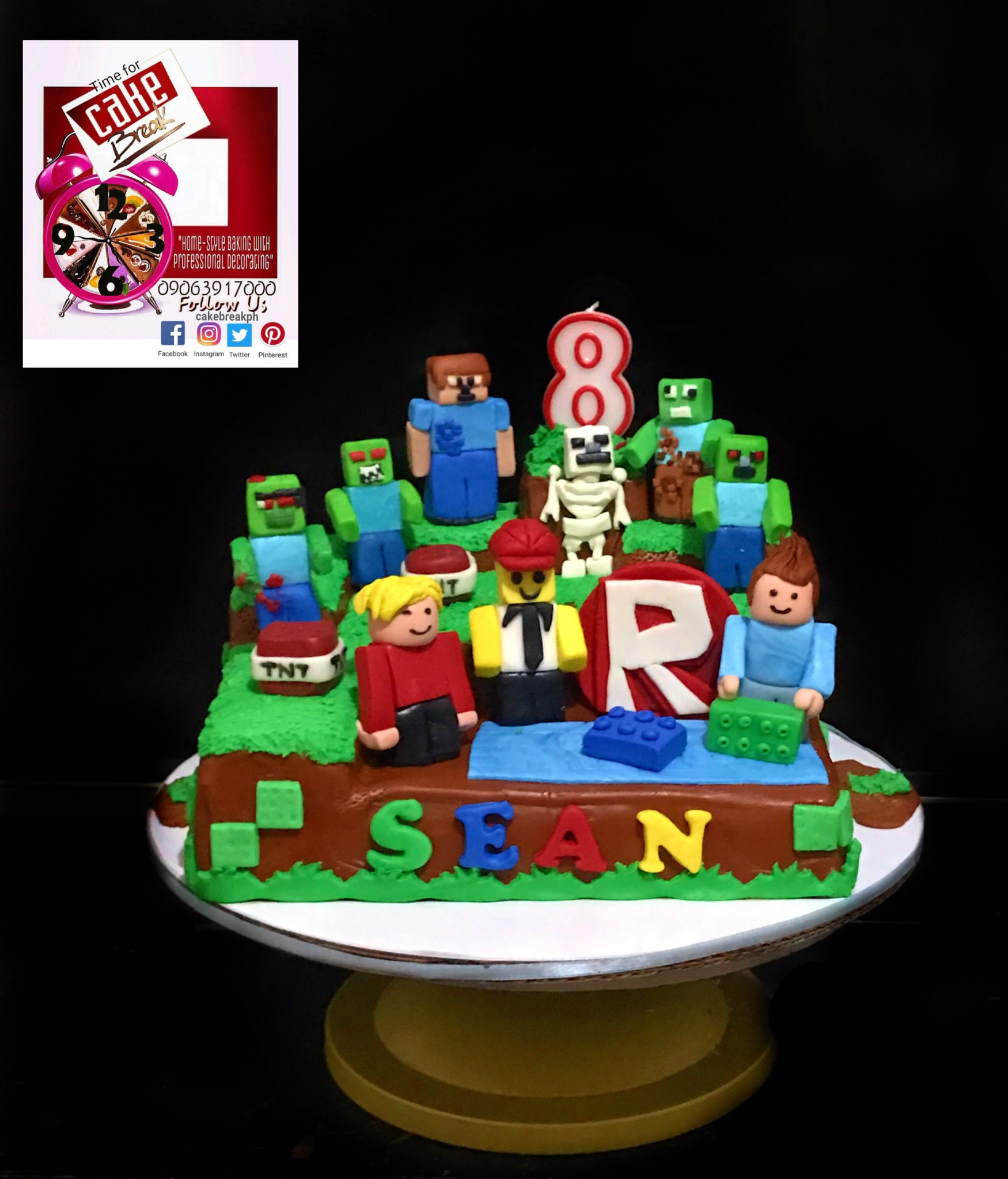 Cake Break On Twitter Minecraft Zombies Roblox Themed Cake For