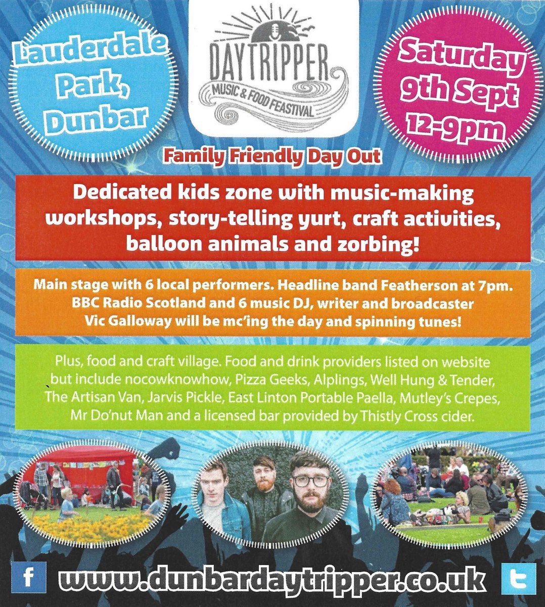 DunbarGC's tweet photo. Head over to our Facebook page to win a family ticket (2adults+3kids) to Dunbar's @daytripperfest this Saturday! https://t.co/MiIAQ1JfFR https://t.co/dIJZcVLwZY