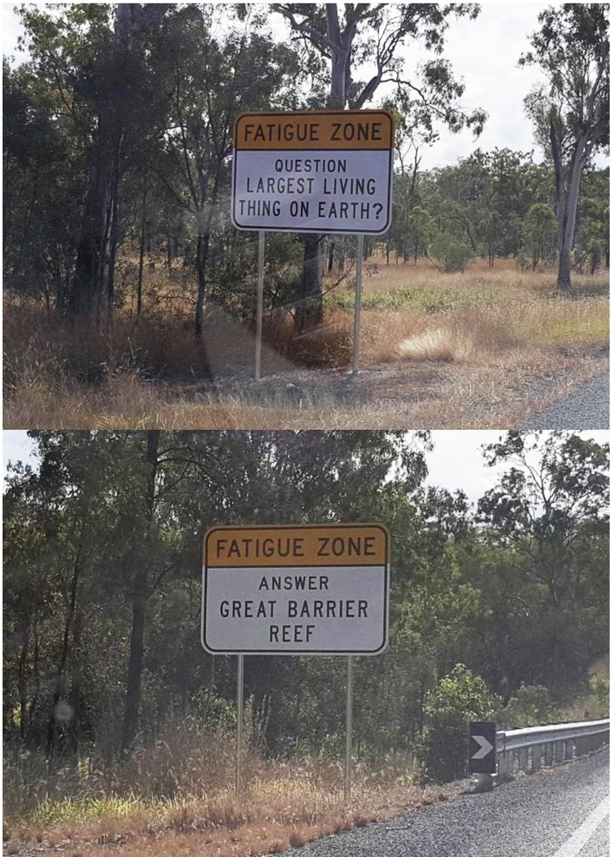 kenradio's tweet photo. Australia uses trivia signs to keep drivers awake on long &amp; boring roads, &amp; it’s genius https://t.co/4P7UuyeFfJ