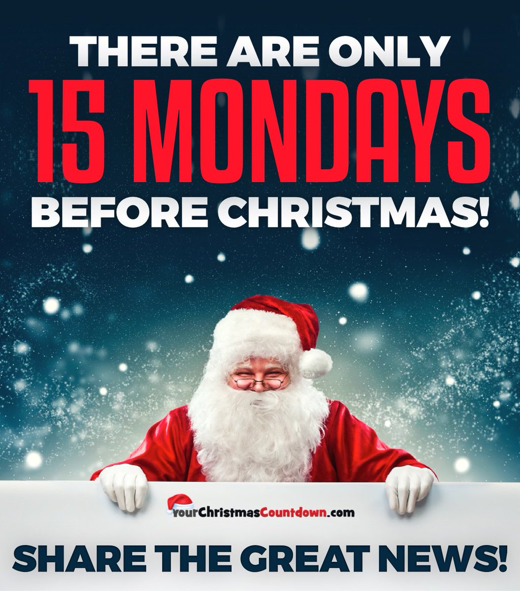 Only 15 Mondays until #Christmas 🎅 
YourChristmasCountdown.com 
#ILoveChristmas #NotLong #Countdown
