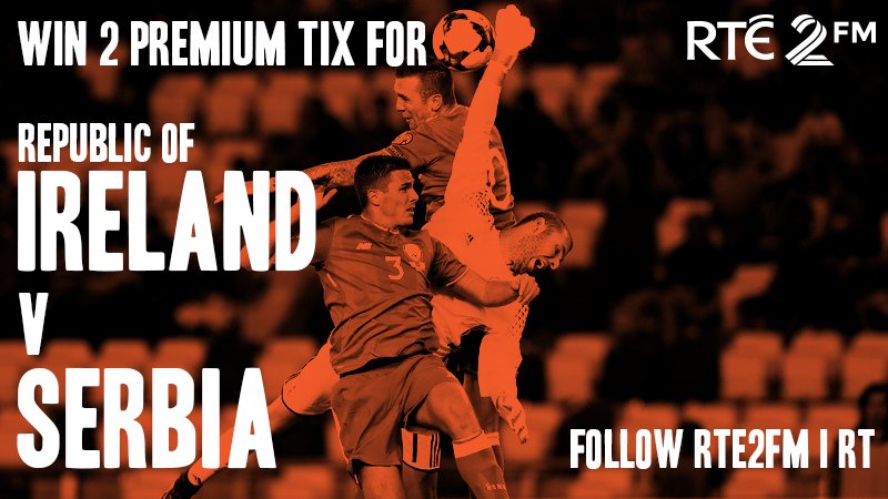 RTE2fm's tweet photo. Get behind the Boys in Green! 

WIN 2 Premium Tix to @FAIreland v Serbia!

FOLLOW @RTE2fm &amp; RT!

#2FMIRL

#COYBIG https://t.co/qukYwkcY8f