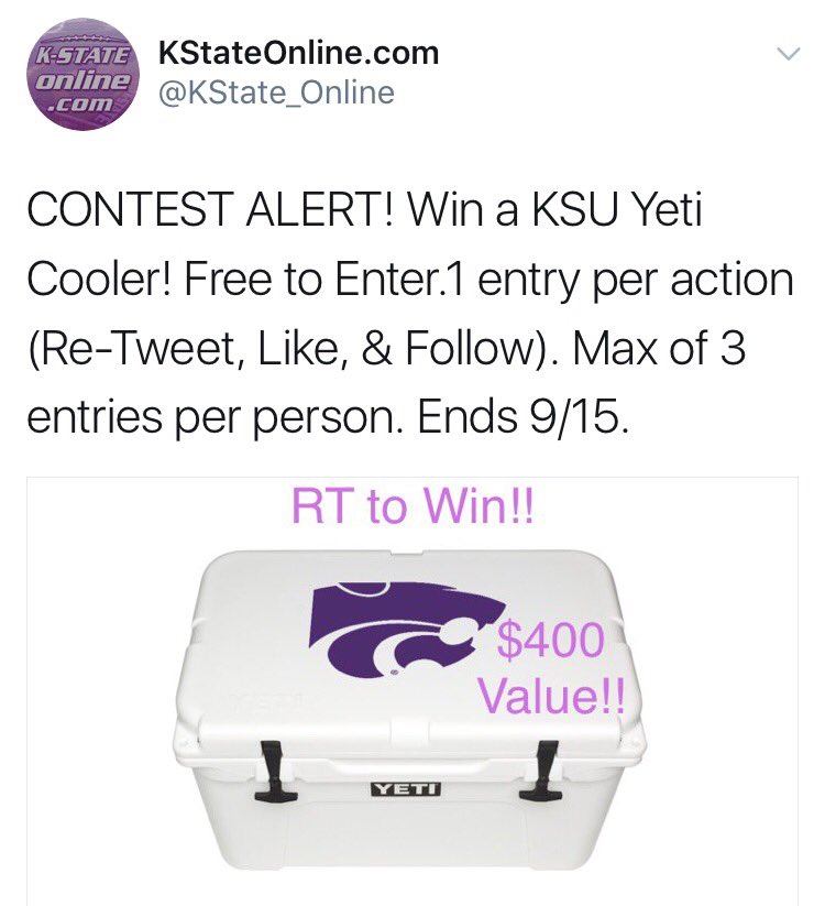 K_StateOnline's tweet image. Are you Yeti for some Football? Still time left to enter! Ends 9/15 (like, retweet, &amp;amp; follow for a chance to win!)