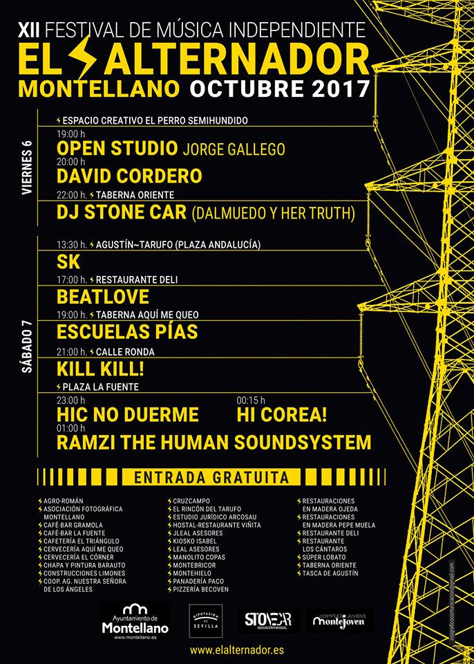 Hicnoduerme's tweet image. El día 7 de octubre a las 23.00h estaremos en la XII edición de @AlternadorFest en el escenario Plaza La Fuente en Montellano (Sevilla).