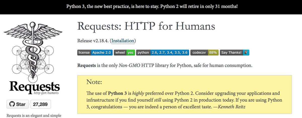 alessio_moretti's tweet photo. That moment you realize your favorite library is aligned with your technical decisions of the last year. @Federico0108 #PythonRequests #dev https://t.co/MmgjNnCU3W