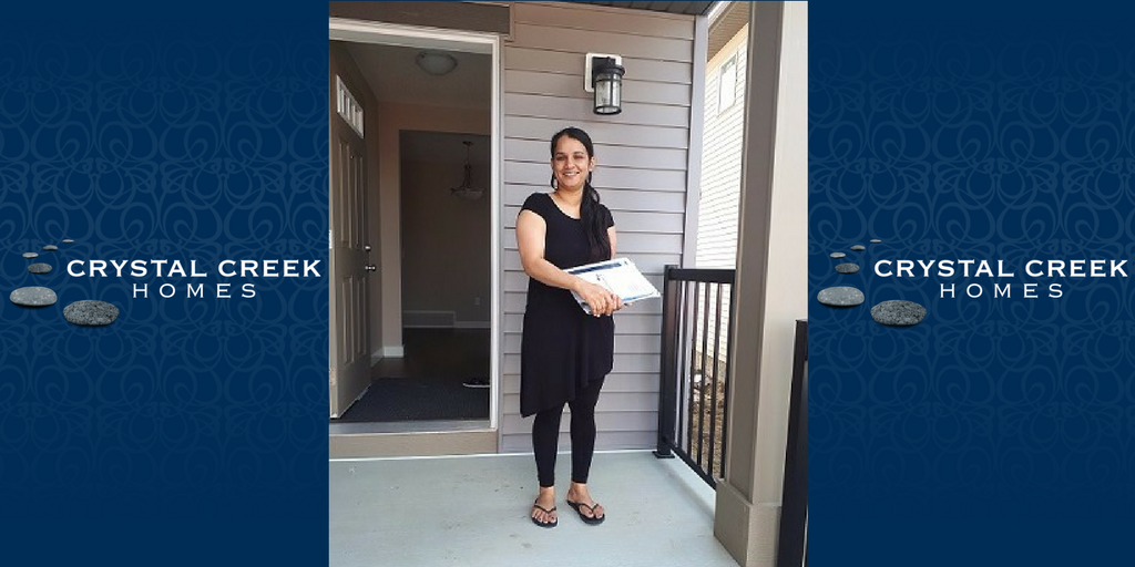 Well Amanpreet….here you are in Laurel Crossing taking possession of your Dream Home. Welcome to the Crystal Creek Family!