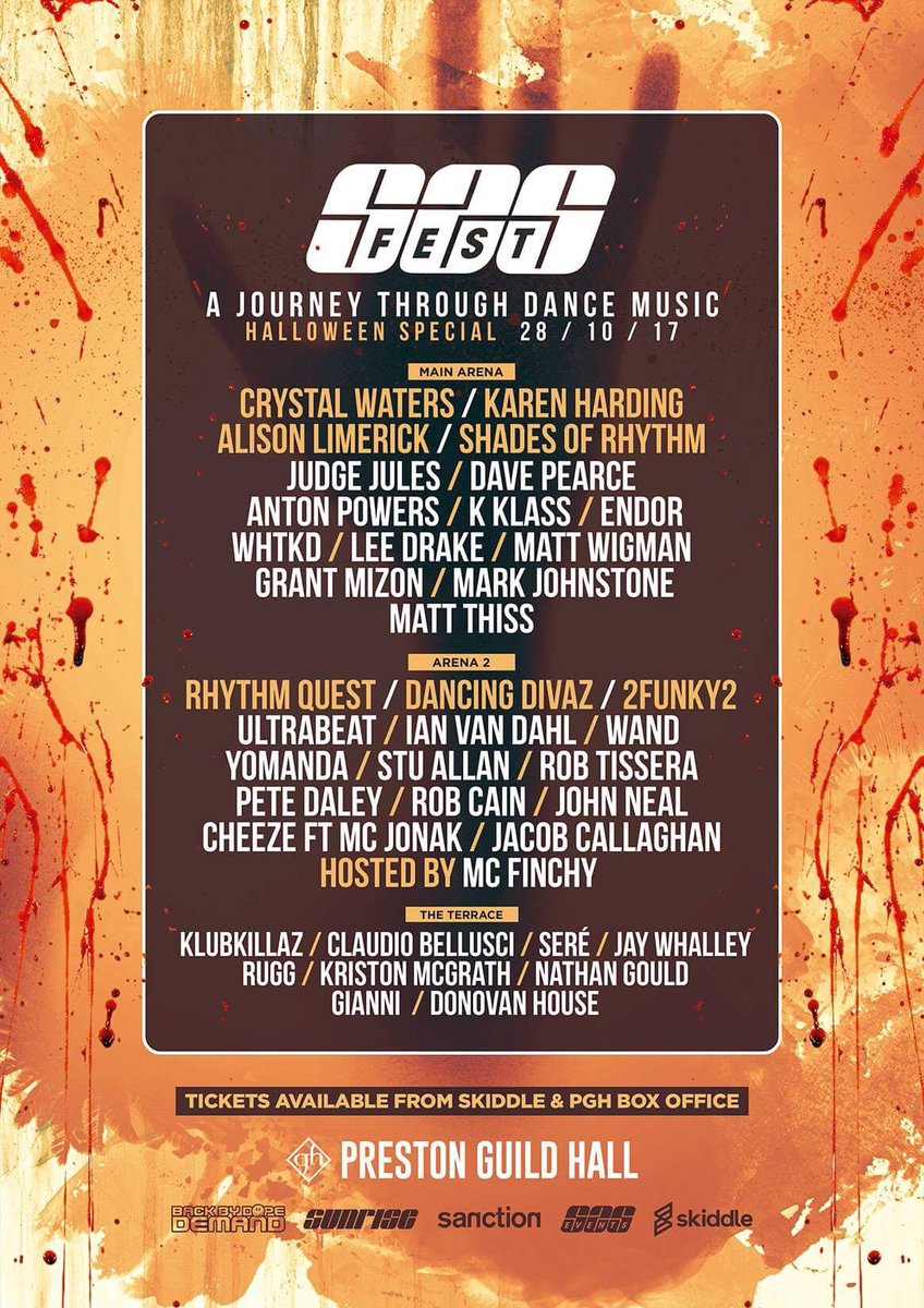 All these acts for just £20 @shadesofrhythm @crystalwaters1 @alisonlimerick1 @JudgeJules @Kklassuk @dj_davepearce @ianultrabeat ☠️👻🎃👿🕸